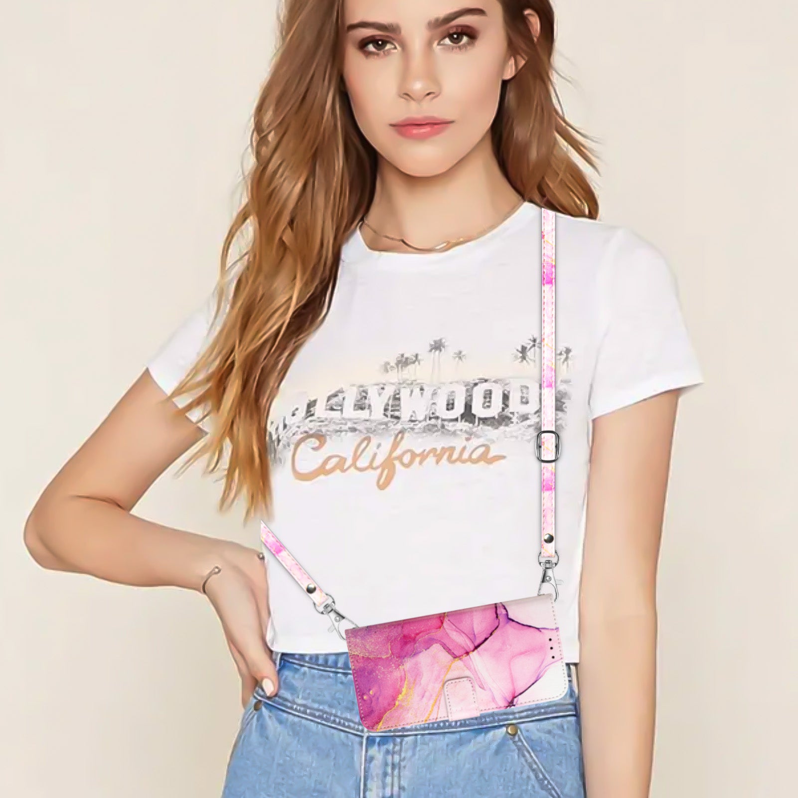 Marble Texture Crossbody Phone Case Wallet