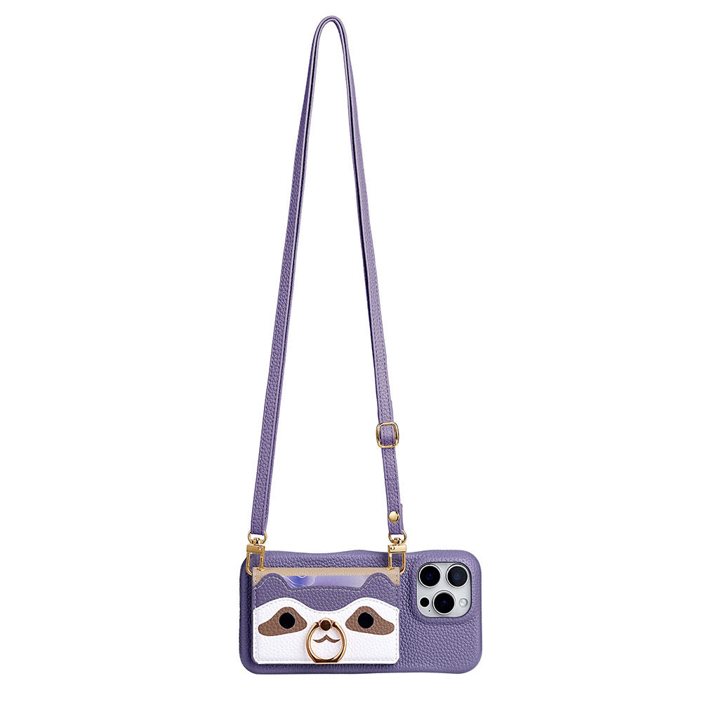 Painted pattern crossbody leather phone case bag for iphone 16 series