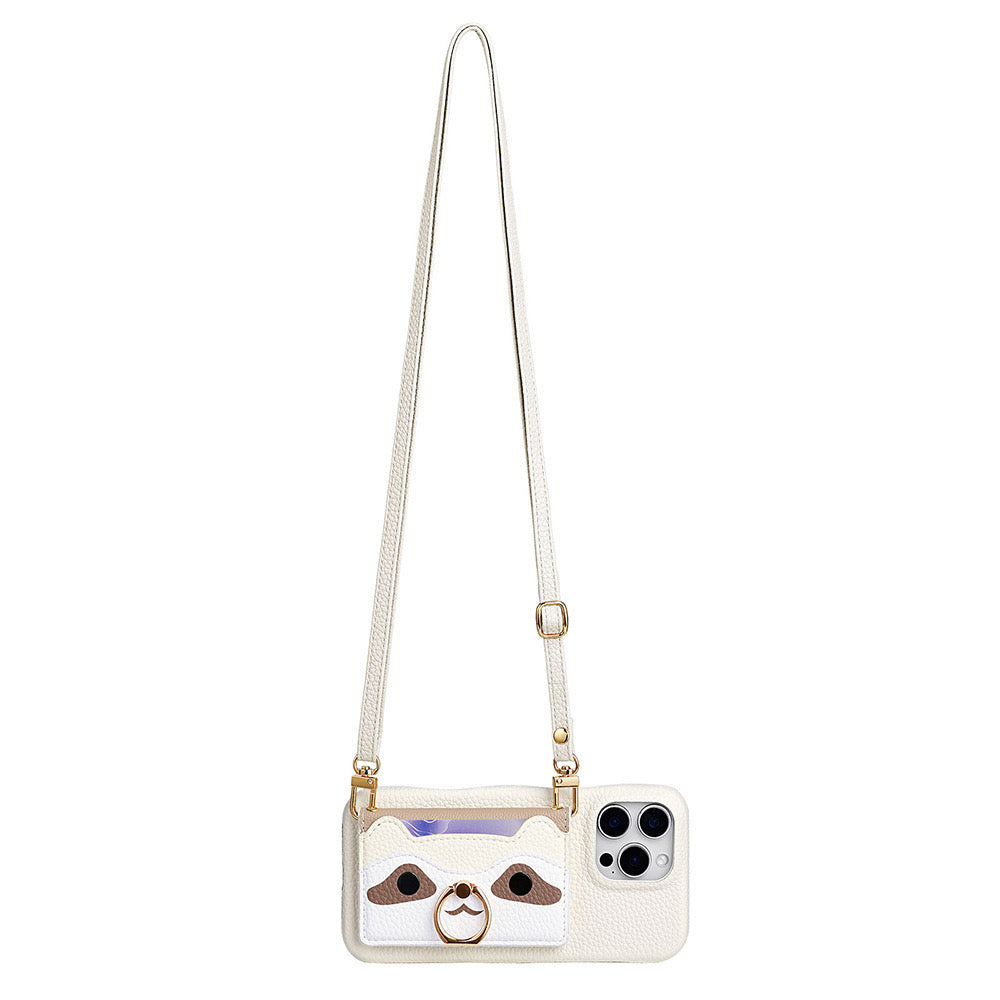 Painted pattern crossbody leather phone case bag for iphone 16 series