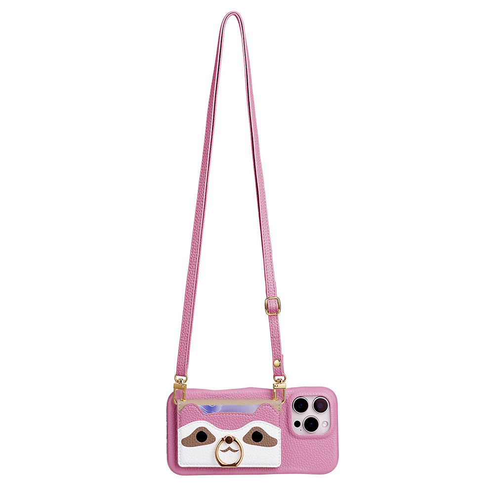 Painted pattern crossbody leather phone case bag for iphone 16 series