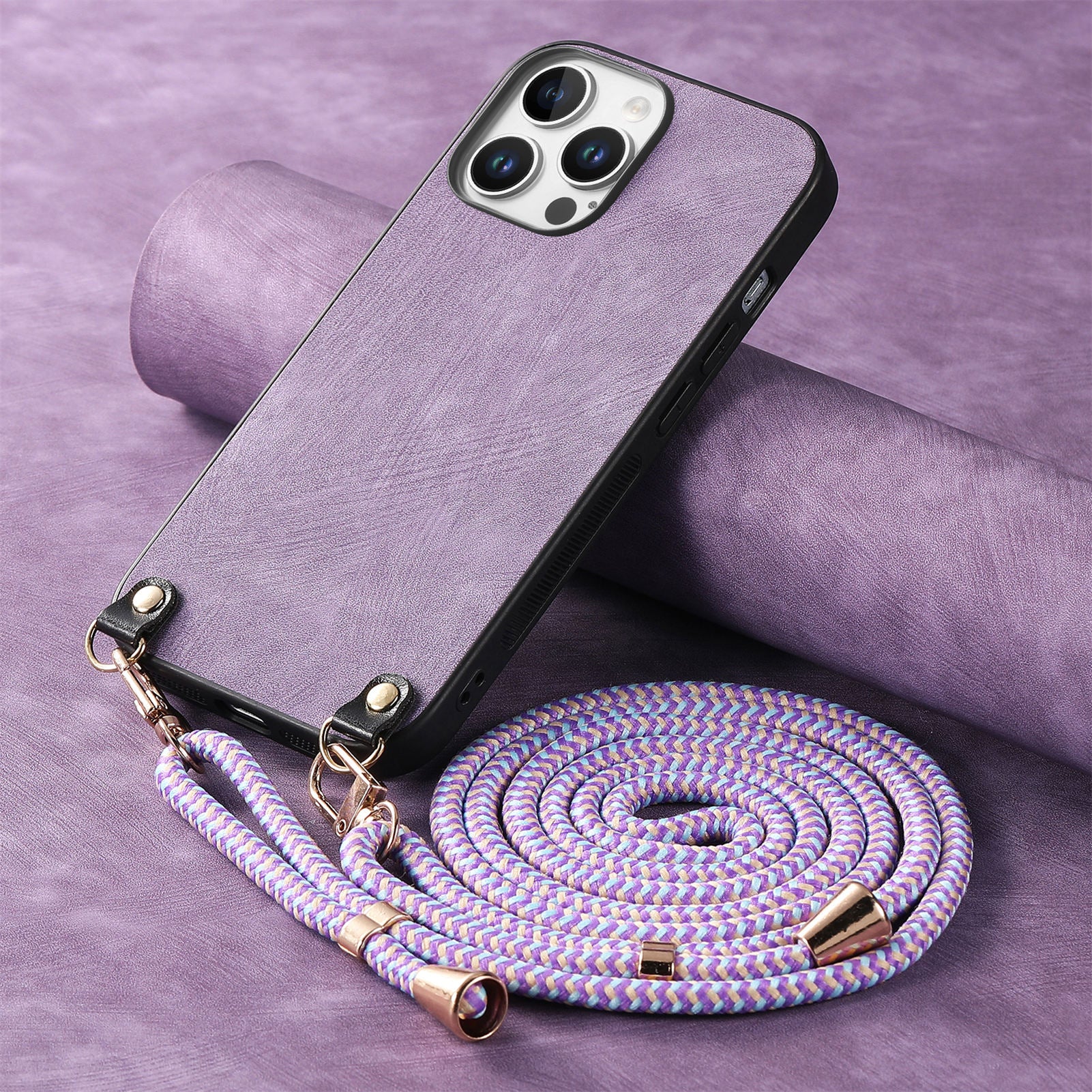 Original design retro color lanyard crossbody phone case