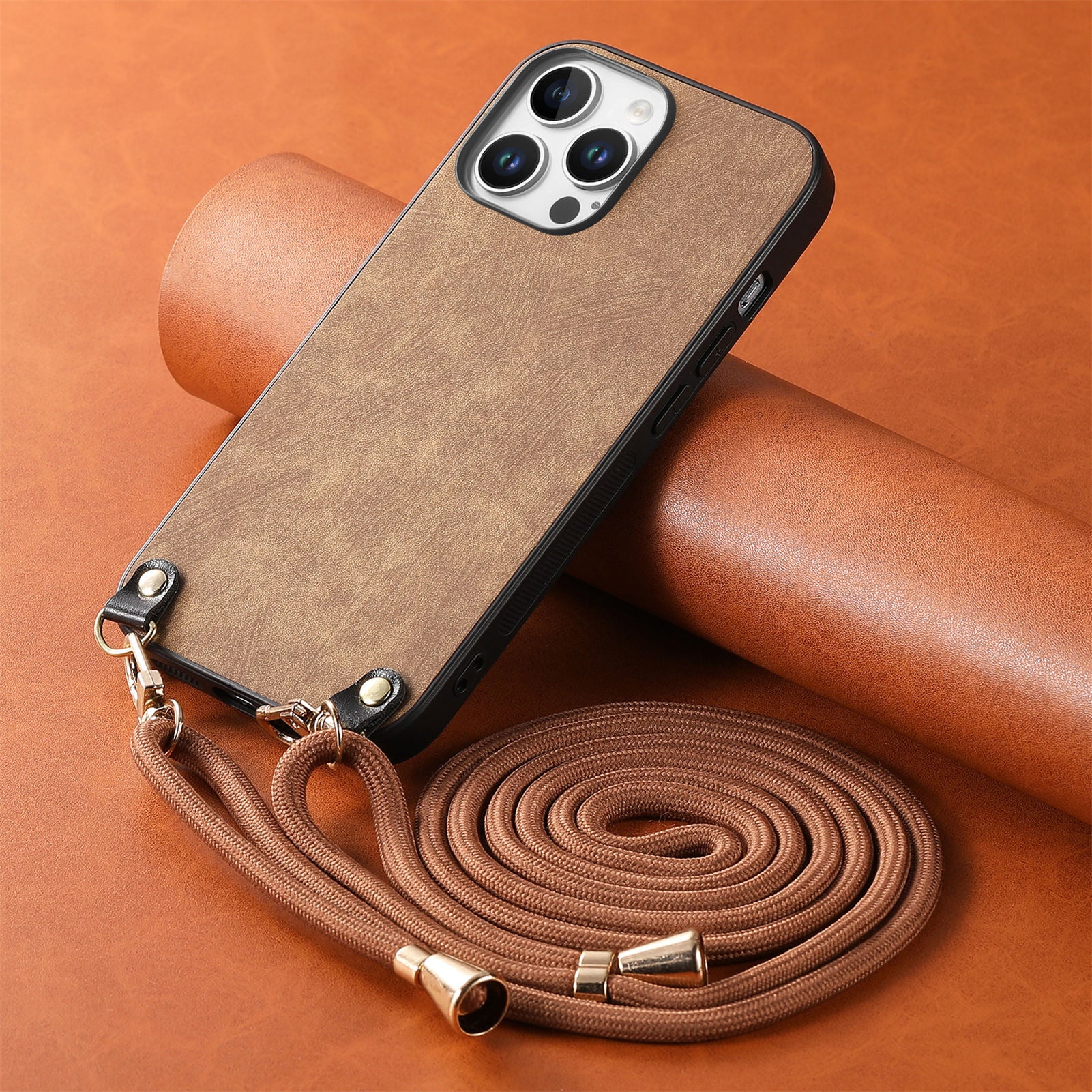 Original design retro color lanyard crossbody phone case