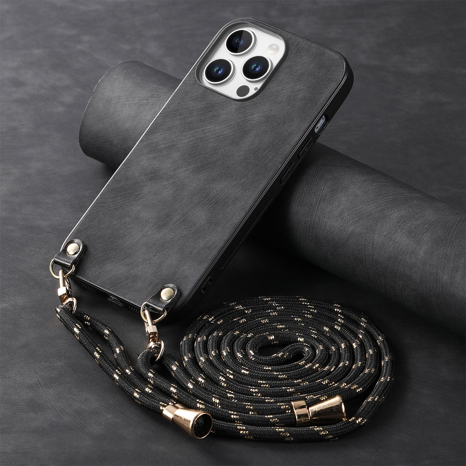 Original design retro color lanyard crossbody phone case