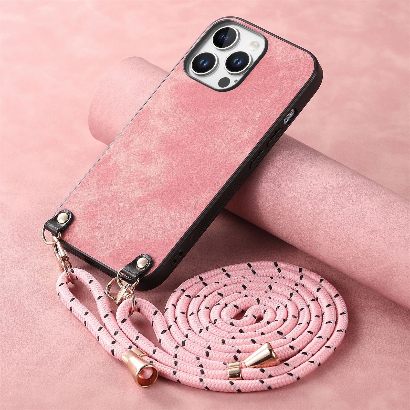 Original design retro color lanyard crossbody phone case