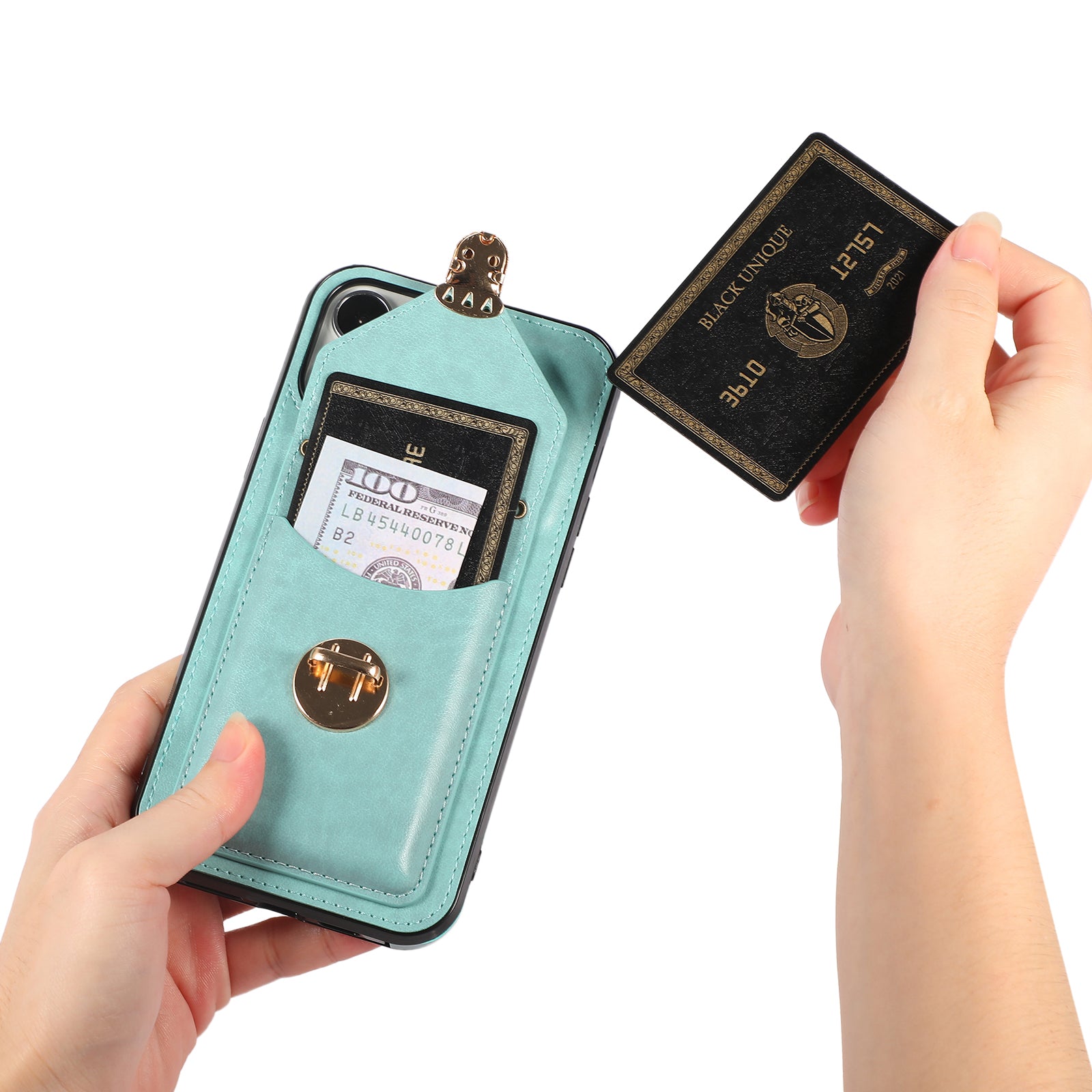 Ankaw Stylish Phone Case with Card Holder & Anti-Theft Buckle