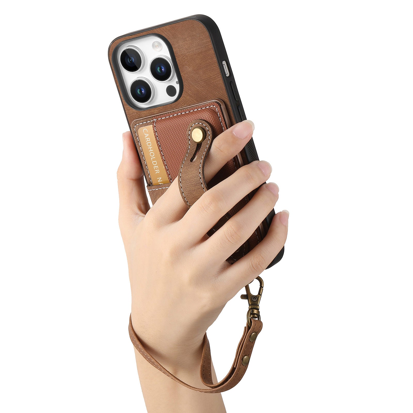 Original leather wrist lanyard phone case