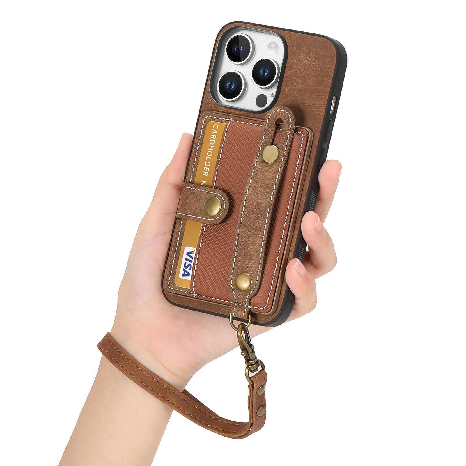 Original leather wrist lanyard phone case