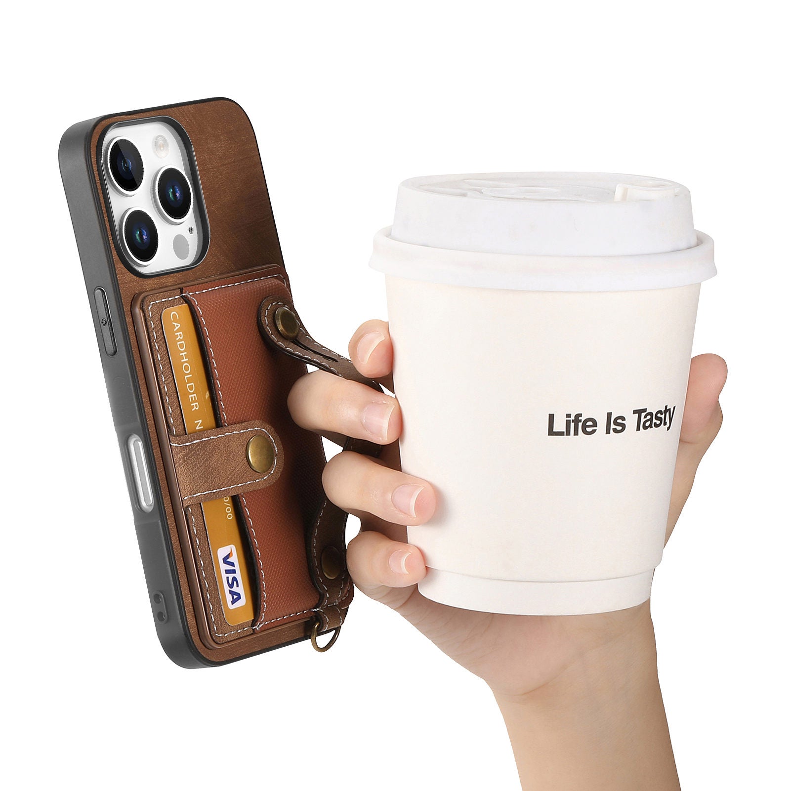 Original leather wrist lanyard phone case