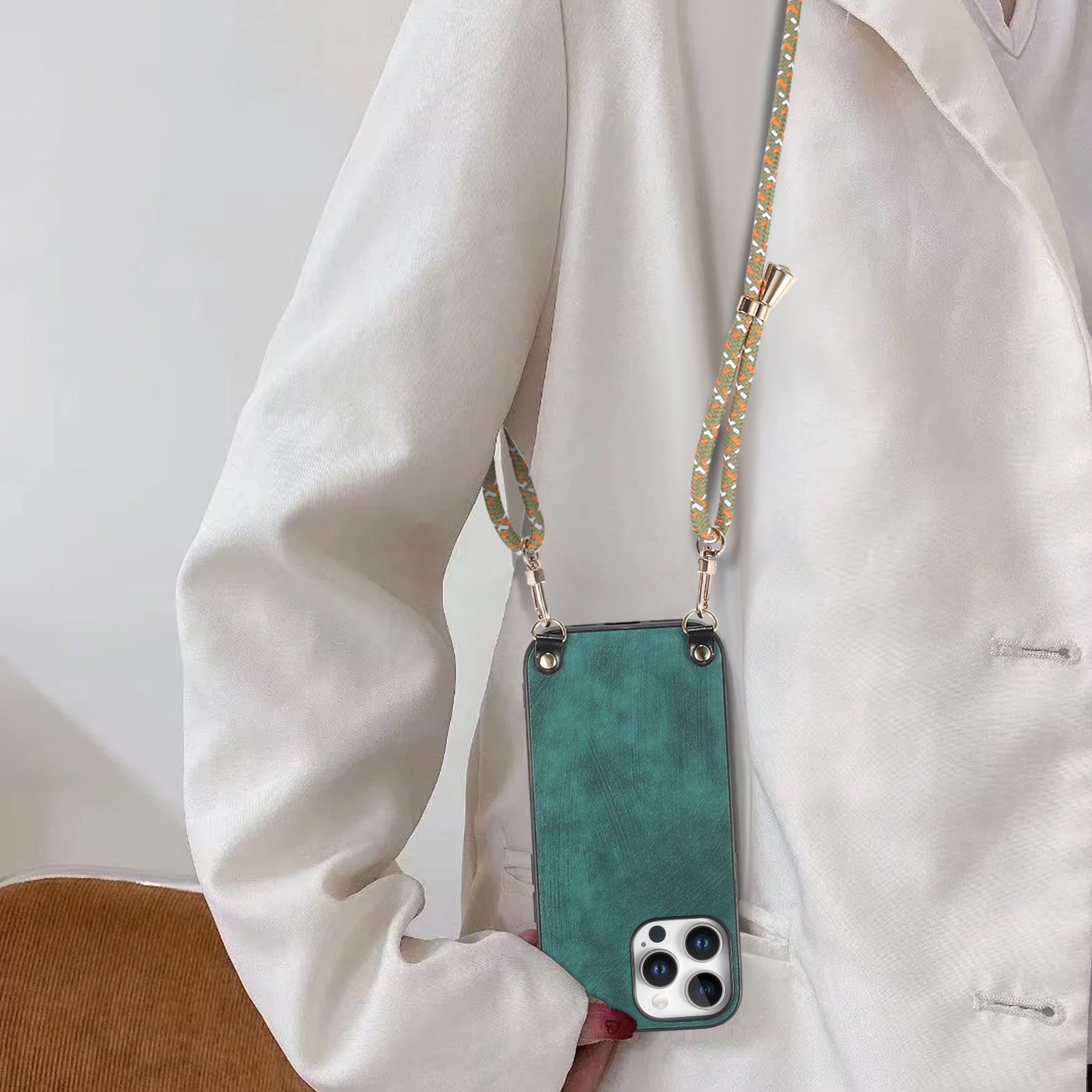 Original design retro color lanyard crossbody phone case