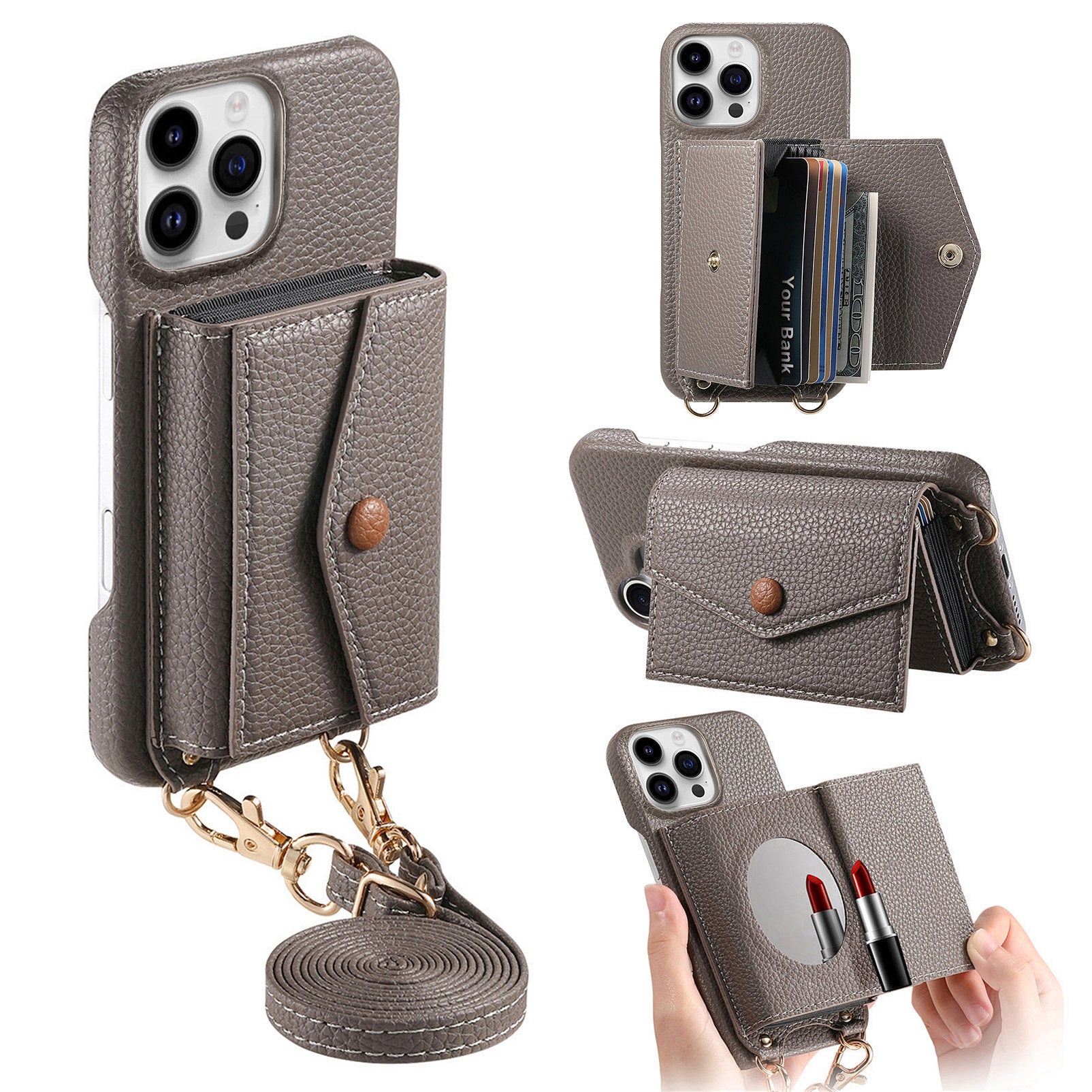 Fashionable and versatile ankaw leather crossbody phone case for iPhone