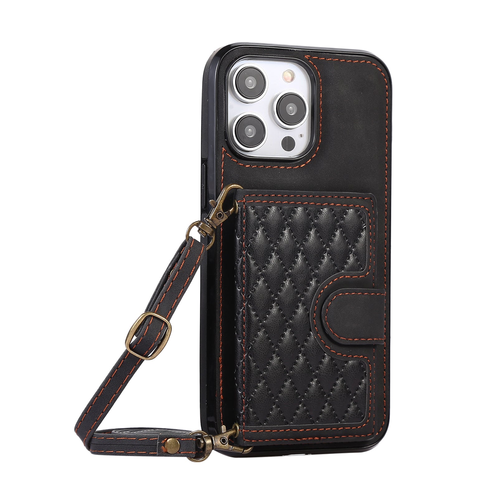 Anti-fall and anti-theft crossbody leather phone case
