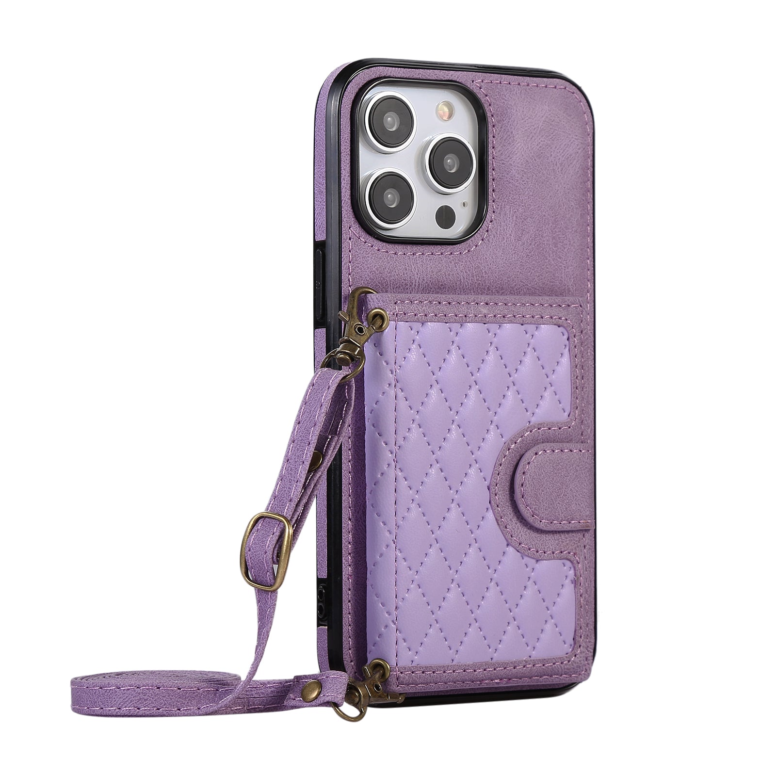 Anti-fall and anti-theft crossbody leather phone case