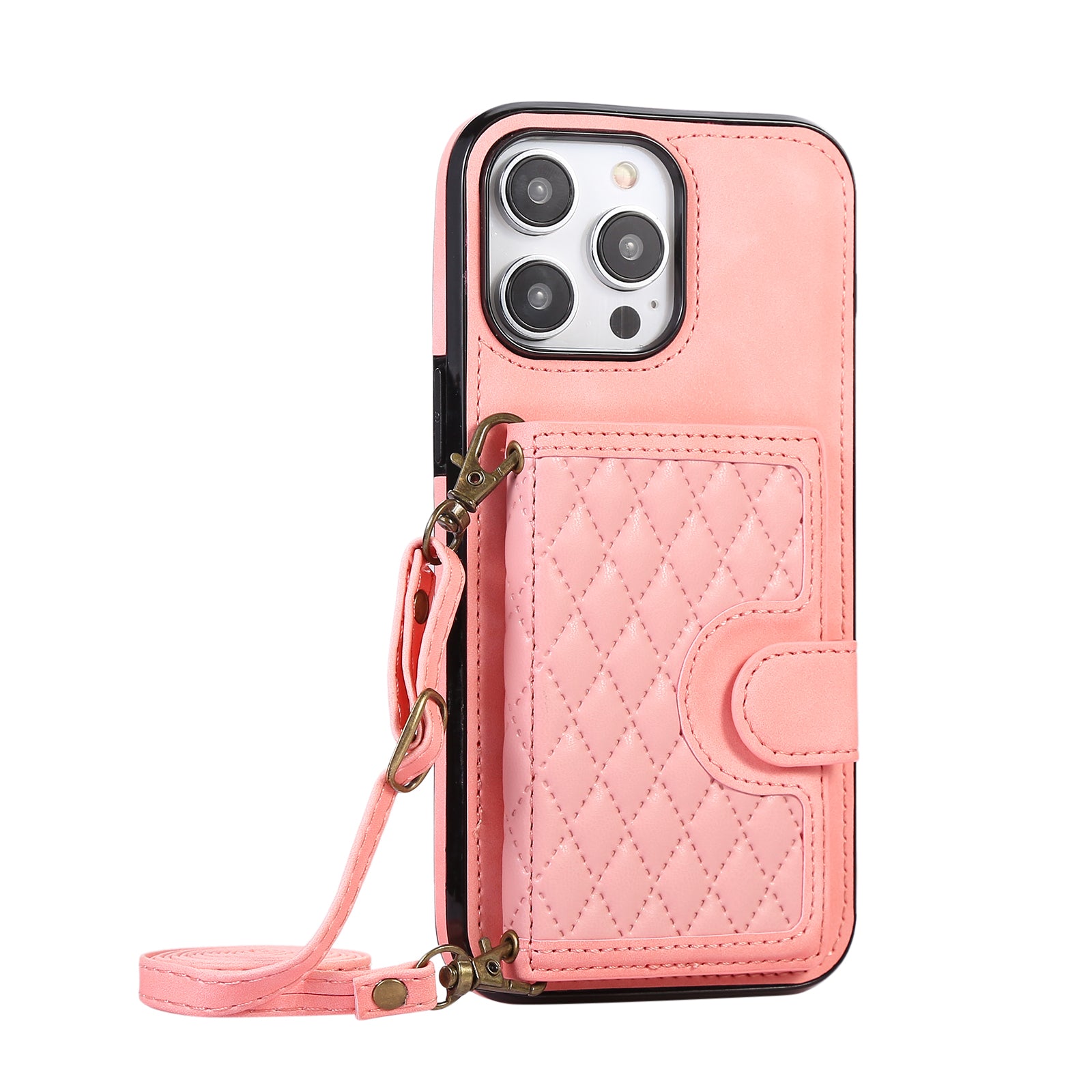 Anti-fall and anti-theft crossbody leather phone case