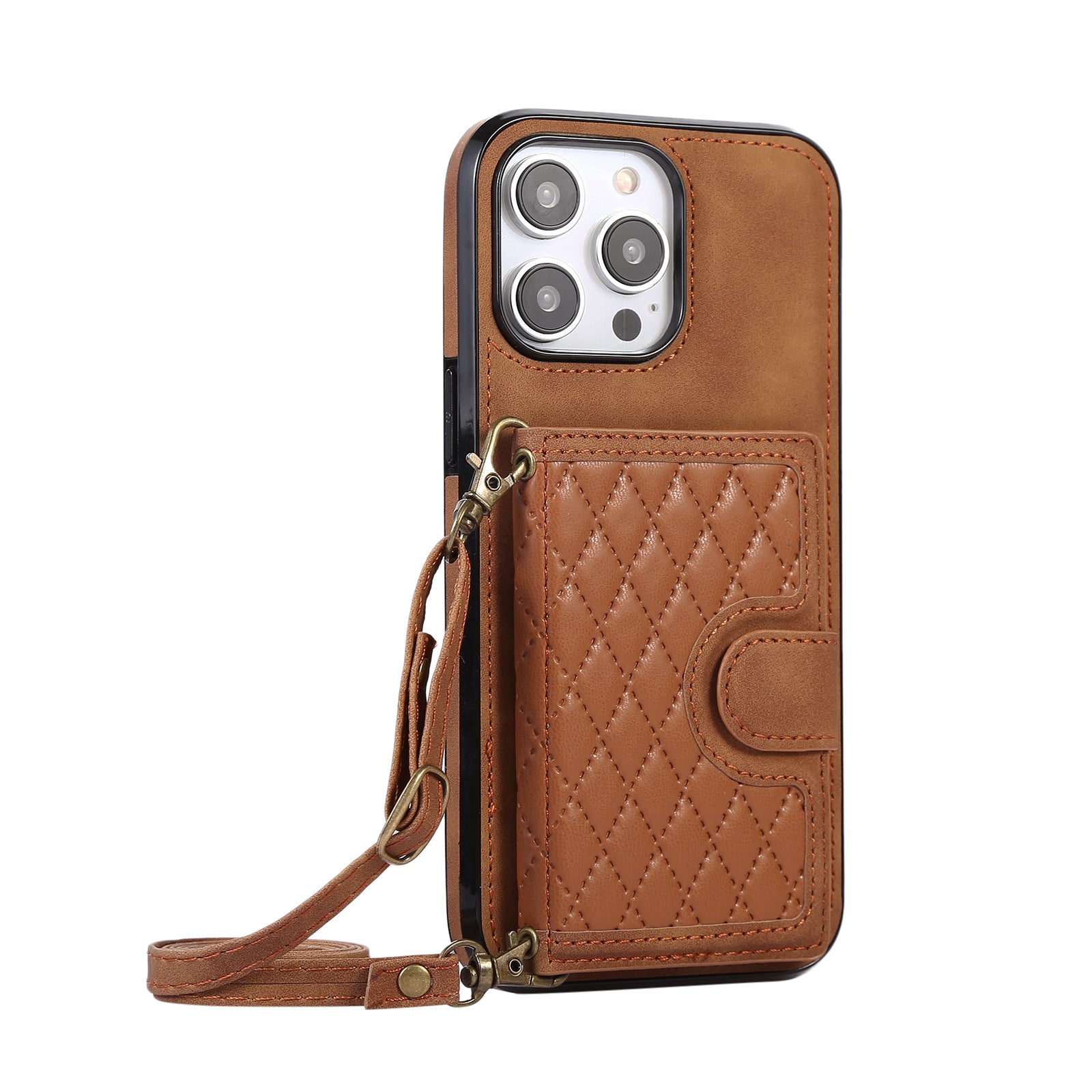Anti-fall and anti-theft crossbody leather phone case