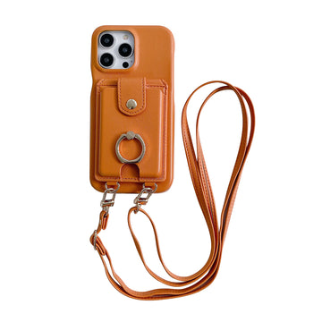 Original design lanyard crossbody leather phone case for iphone