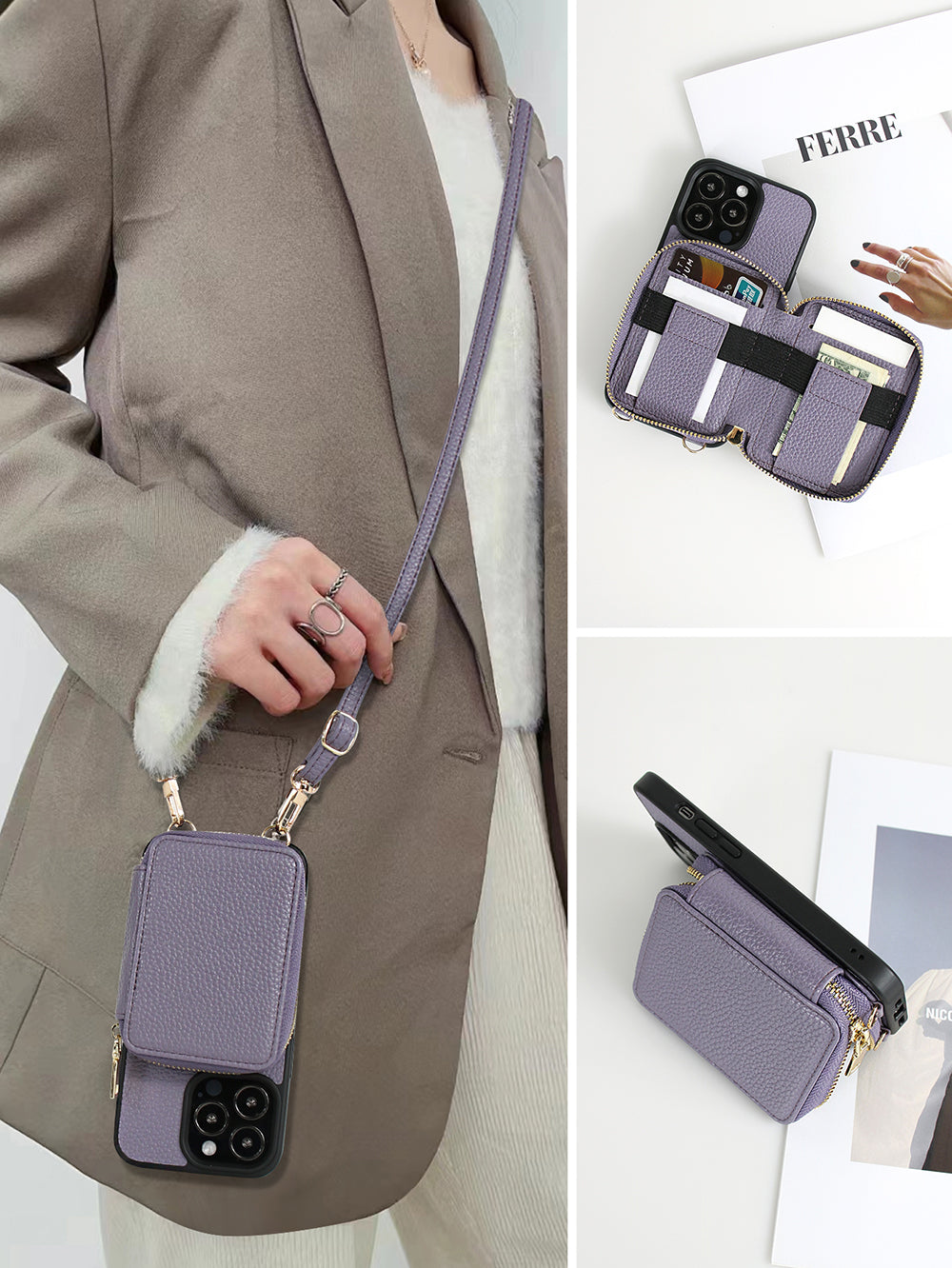 Ankaw Multifunctional Mobile Wallet Case Crossbody Phone Case