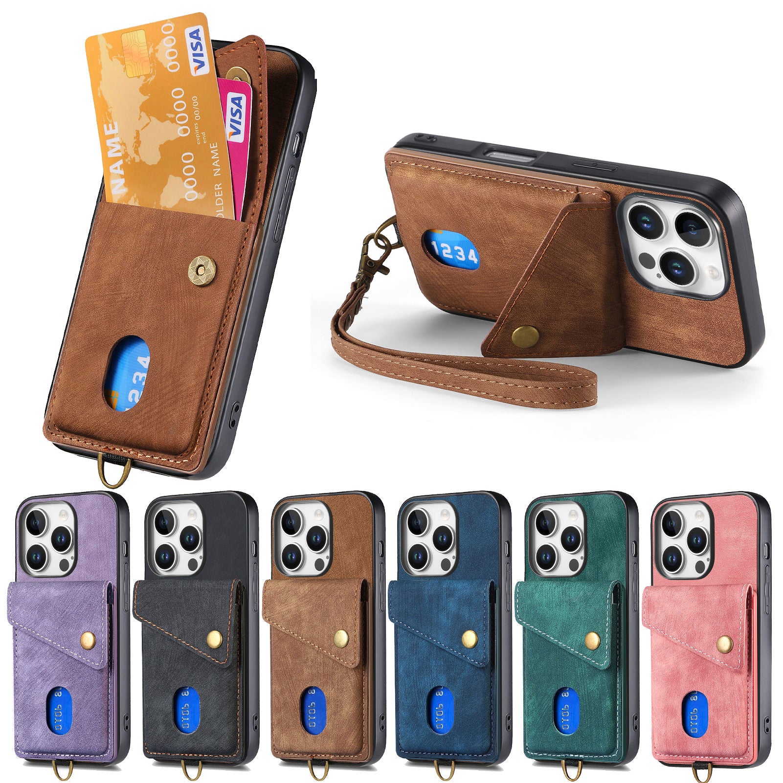 Original Design Leather Wrist Lanyard Phone Case