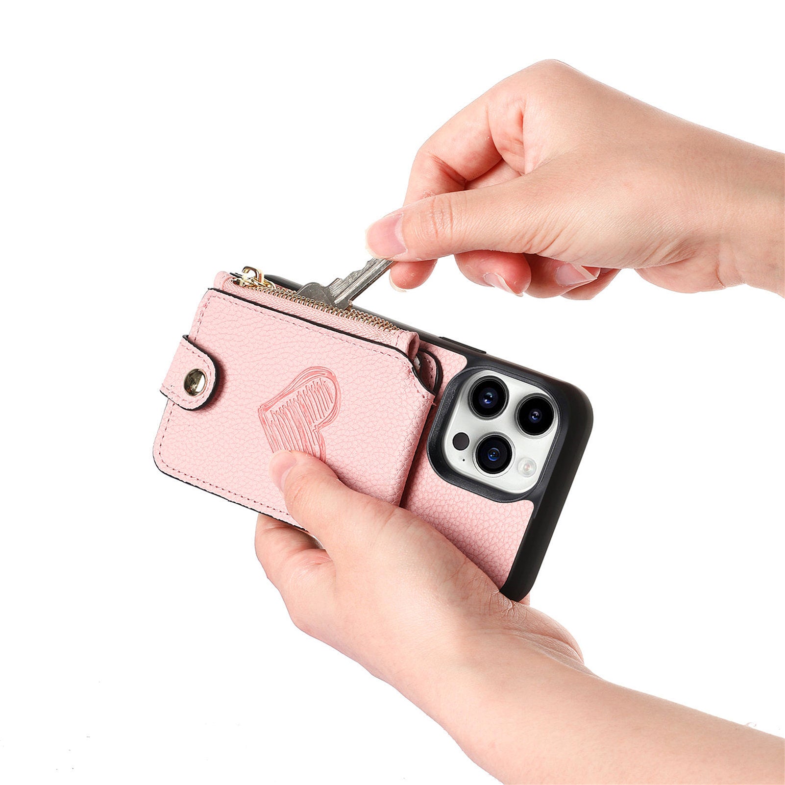 Ankaw heart zip crossbody leather phone case wallet