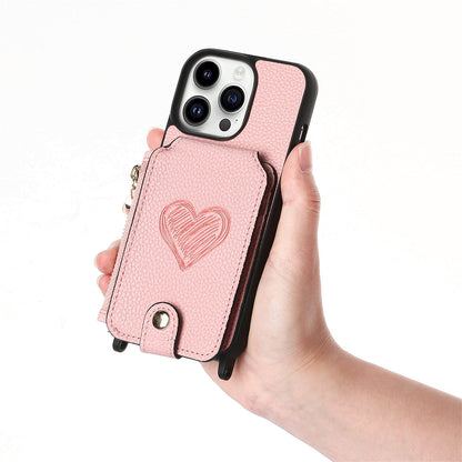 Ankaw heart zip crossbody leather phone case wallet