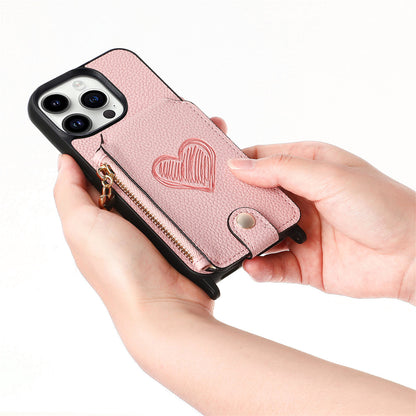 Ankaw heart zip crossbody leather phone case wallet