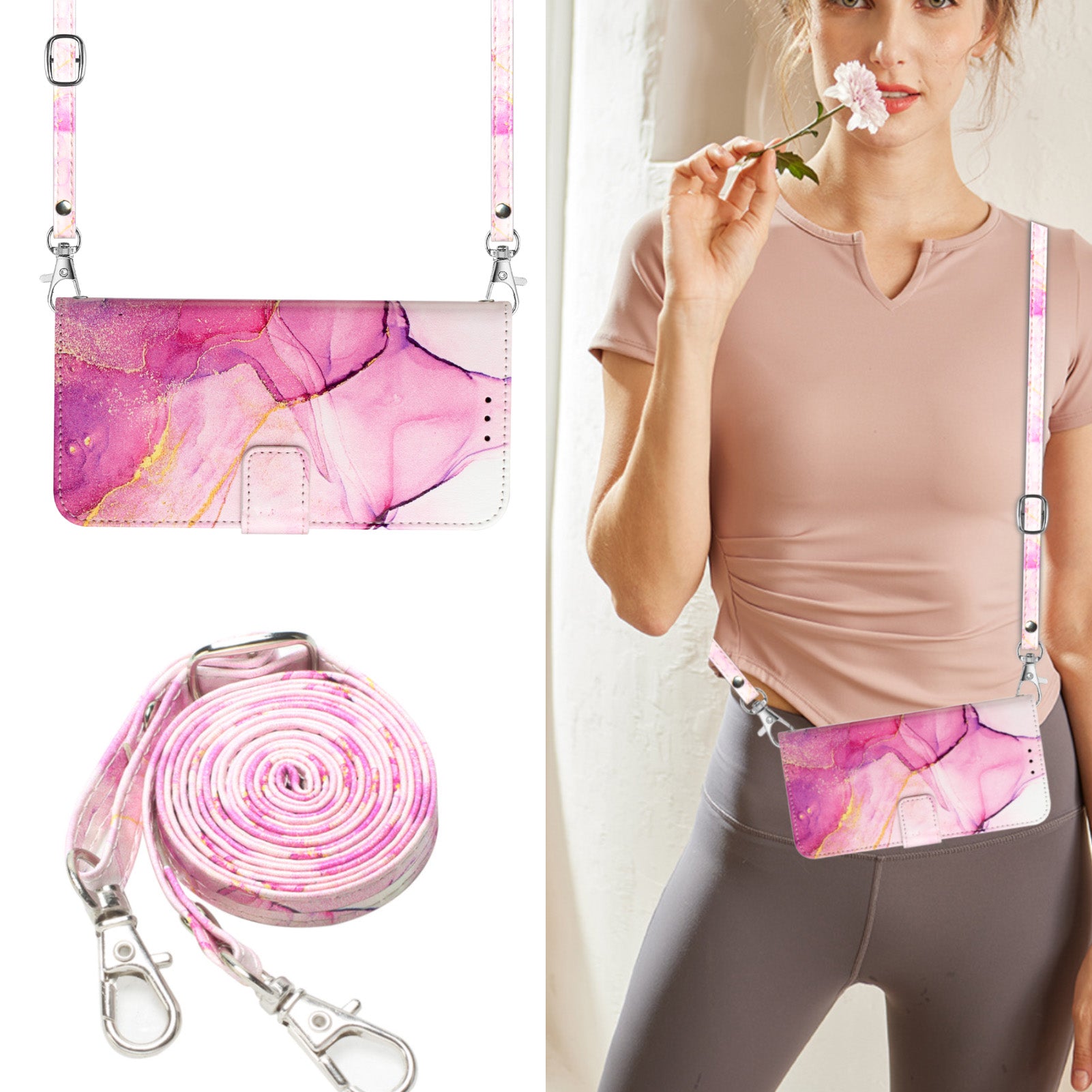 Marble Texture Crossbody Phone Case Wallet