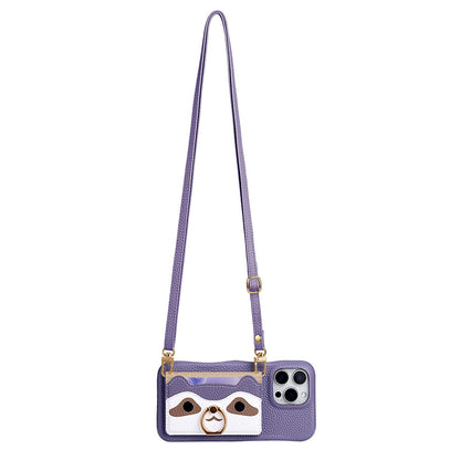 Painted pattern crossbody leather phone case bag  for iphone 16 series