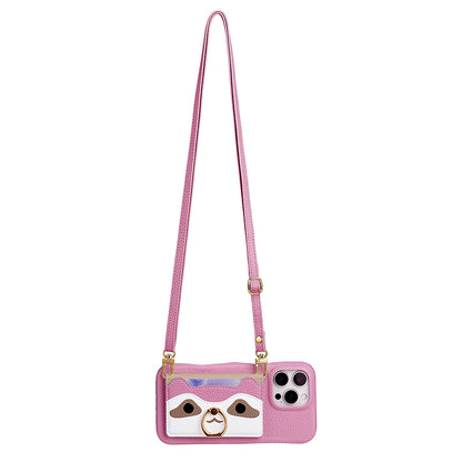 Painted pattern crossbody leather phone case bag  for iphone 16 series