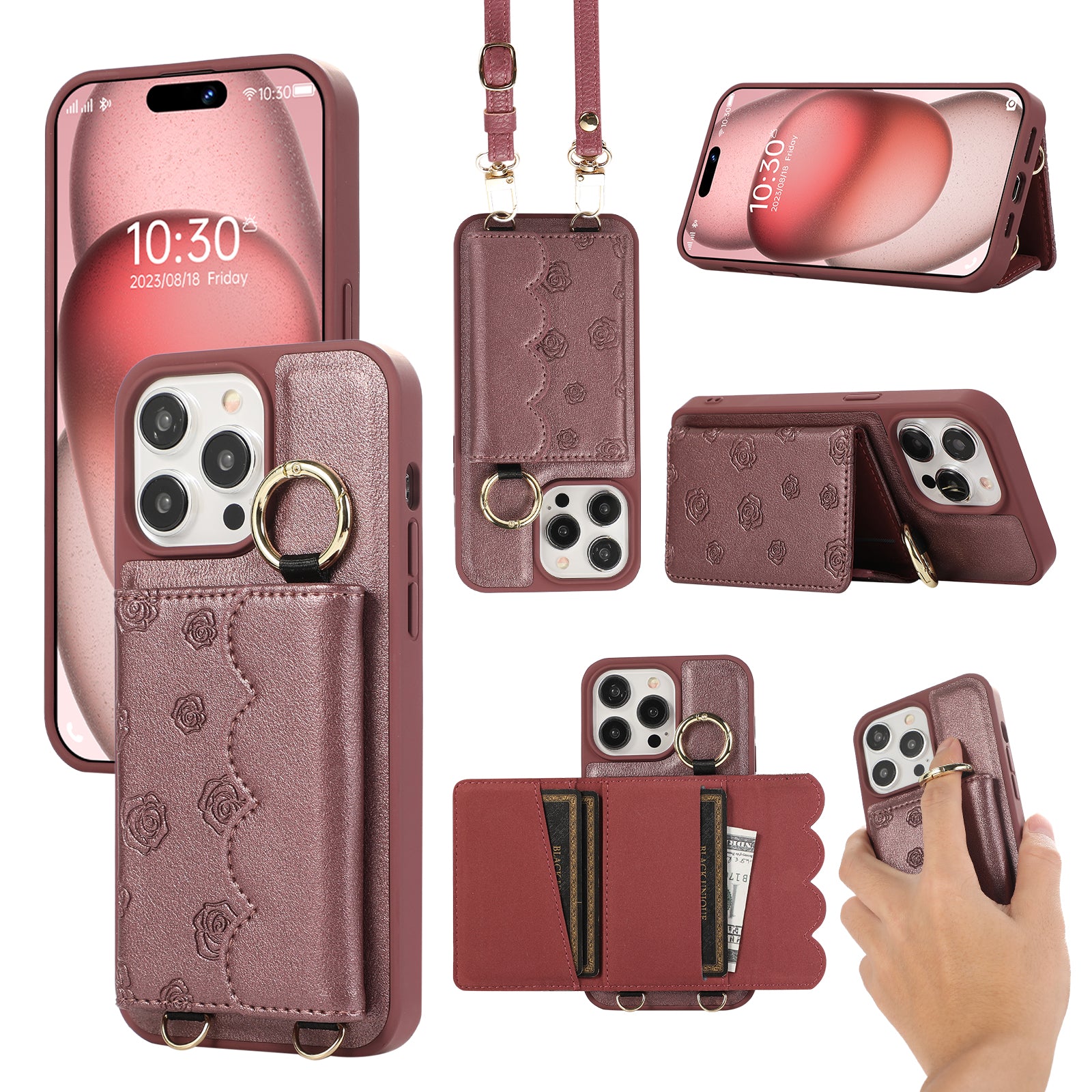 ANKAW Fashion Full Color Crossbody Leather Phone Case Wallet