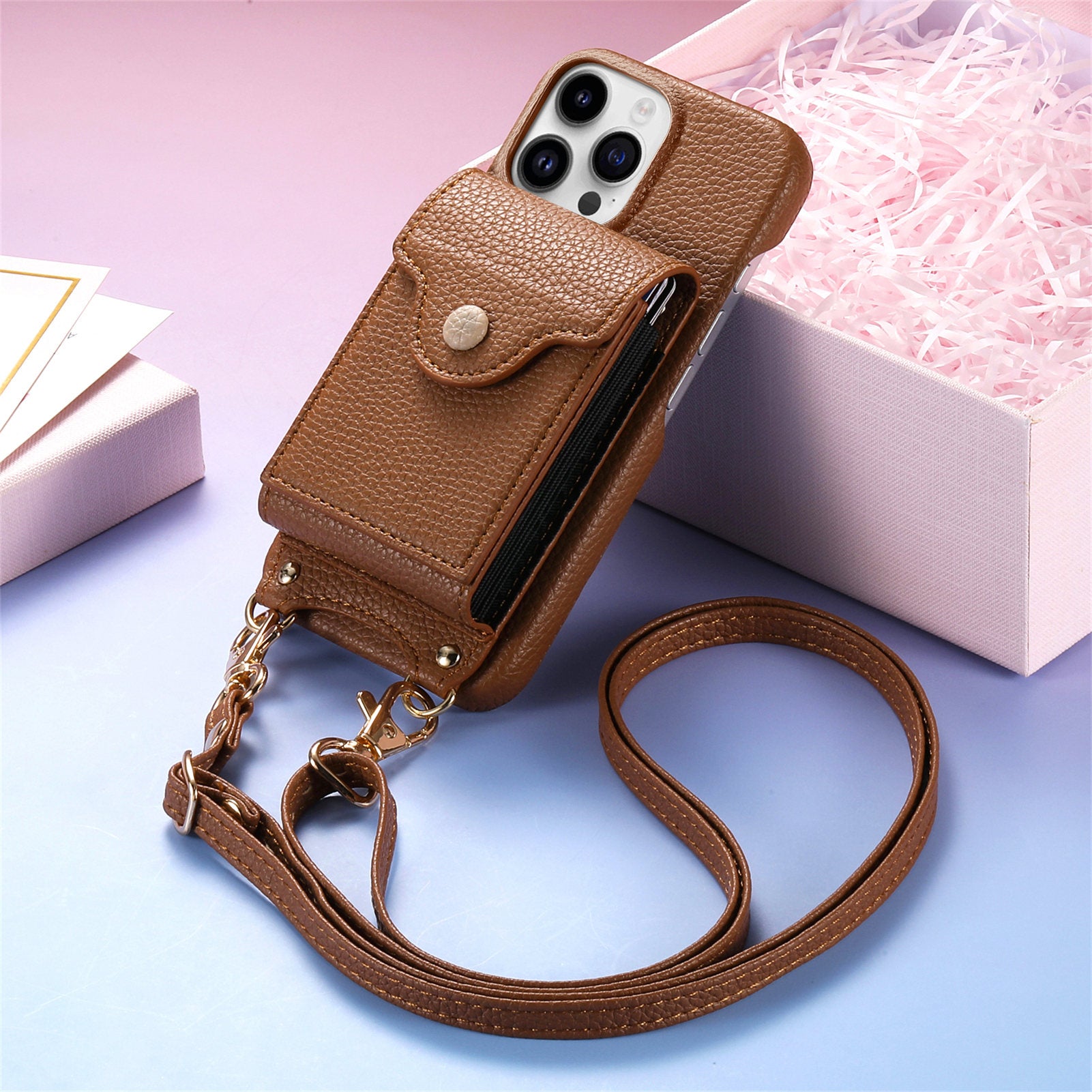 Original design leather crossbody phone case wallet