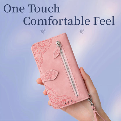 Embossed leather wristlet phone case for iphone  16 serise