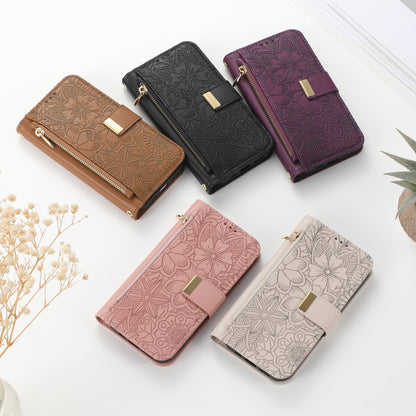 ANKAW Fashionable and Elegant Floral Pattern Zipper Wrist Phone Case