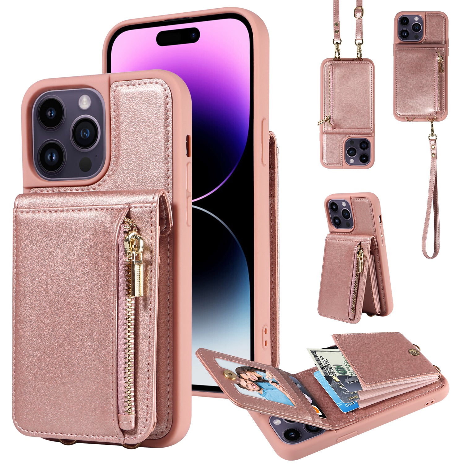 Original design crossbody leather phone case wallet zipper