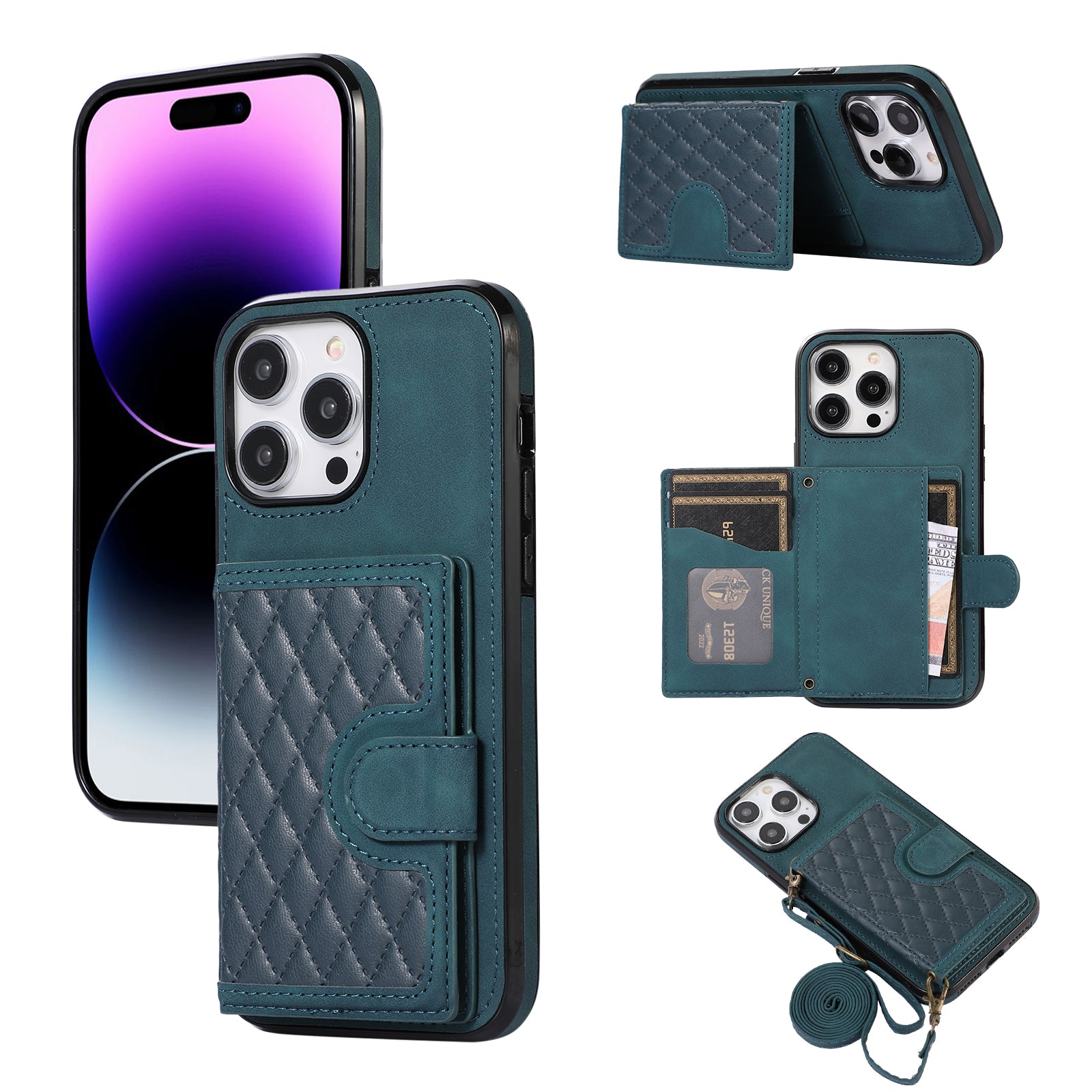 Anti-fall and anti-theft crossbody leather phone case