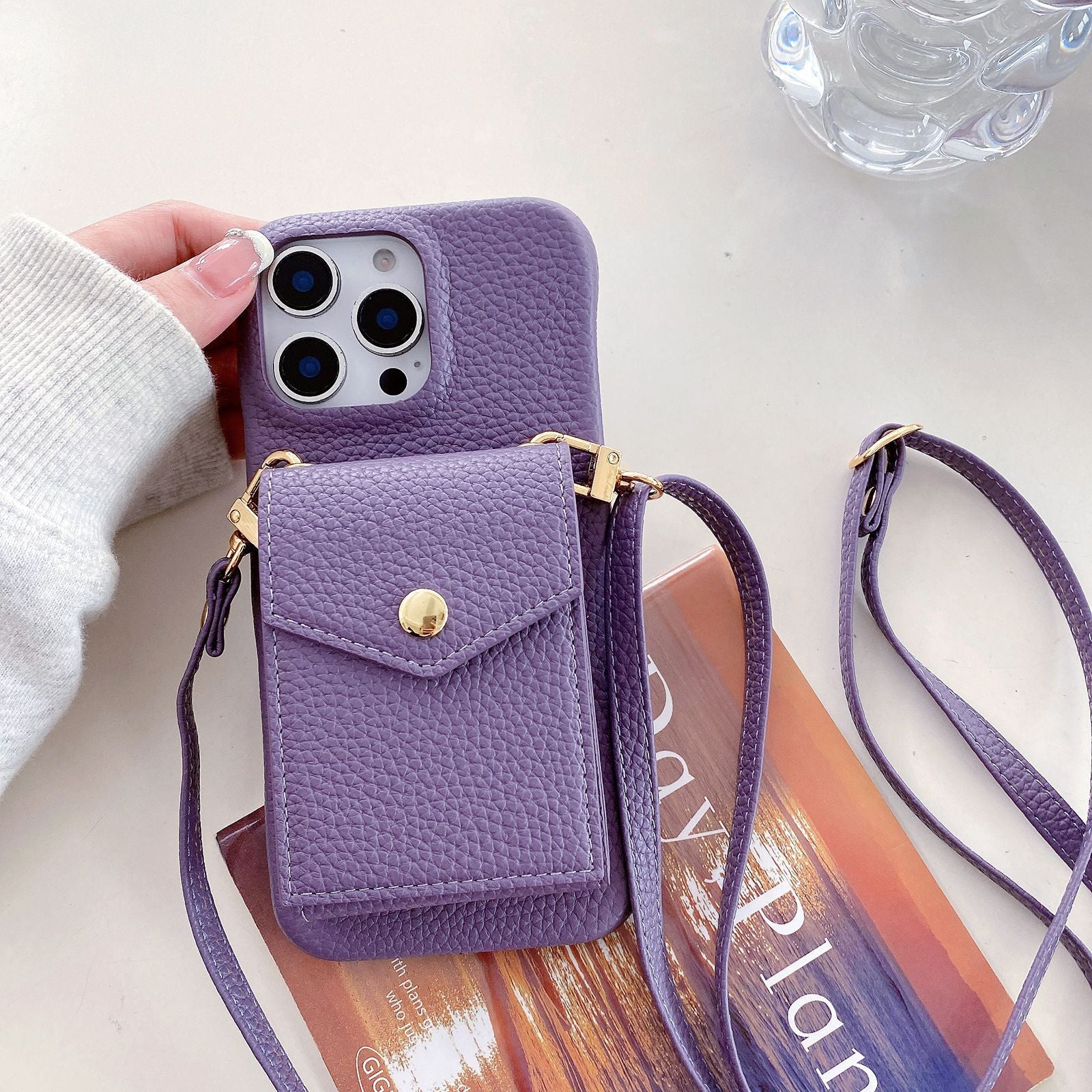 ANKAW high-end leather crossbody phone case wallet