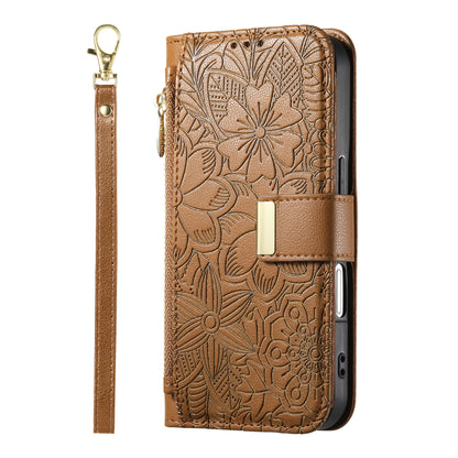 ANKAW Fashionable and Elegant Floral Pattern Zipper Wrist Phone Case