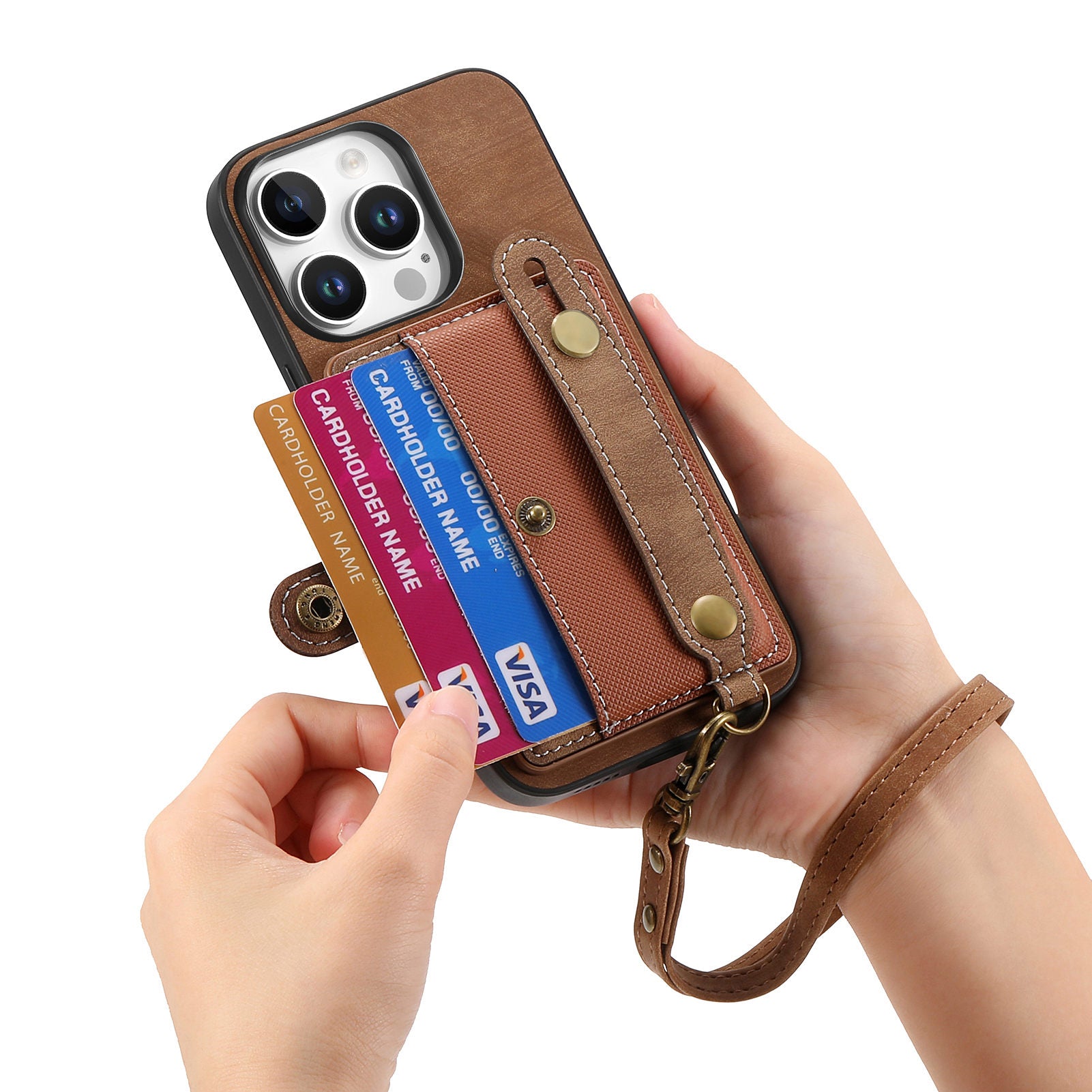 Original leather wrist lanyard phone case