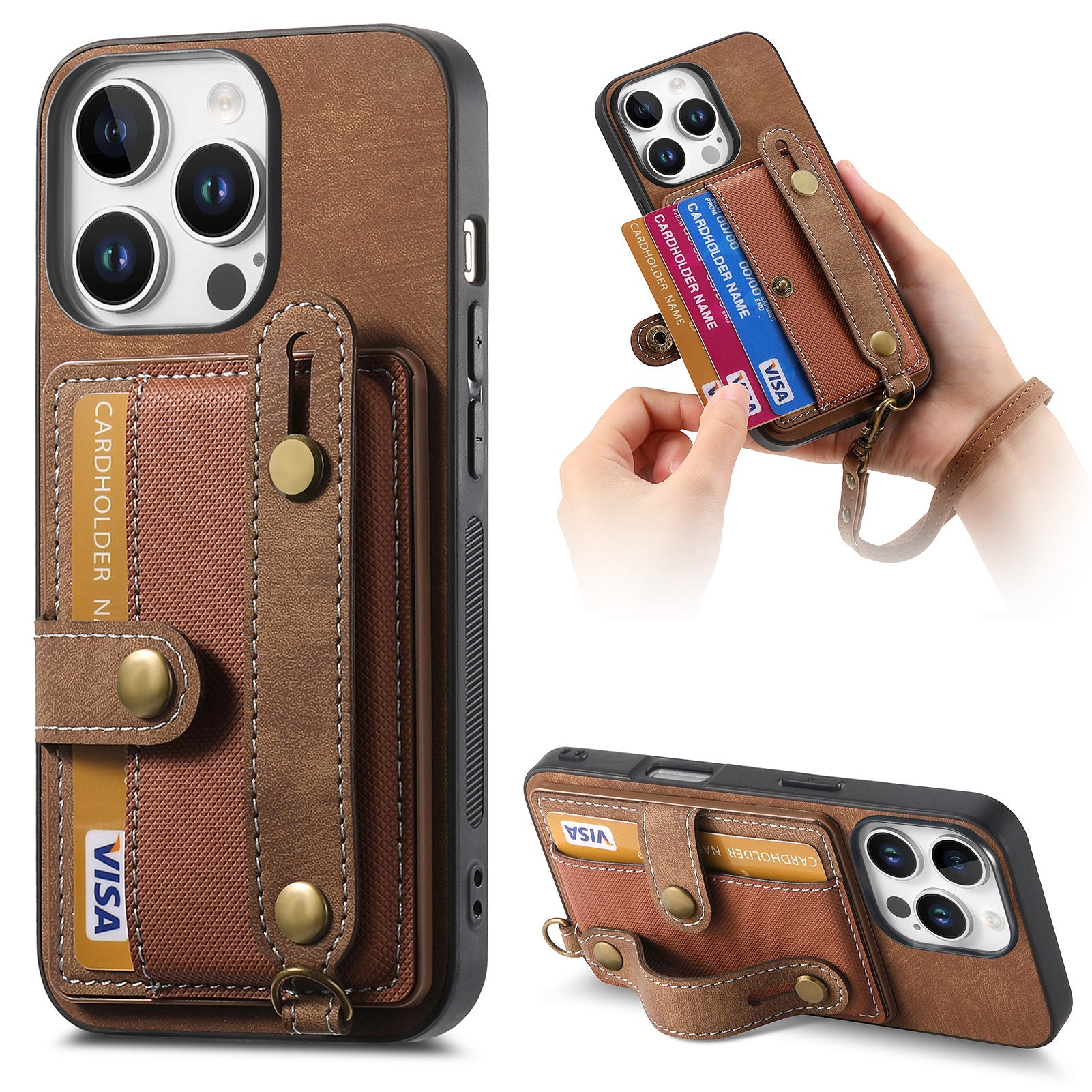 Original leather wrist lanyard phone case