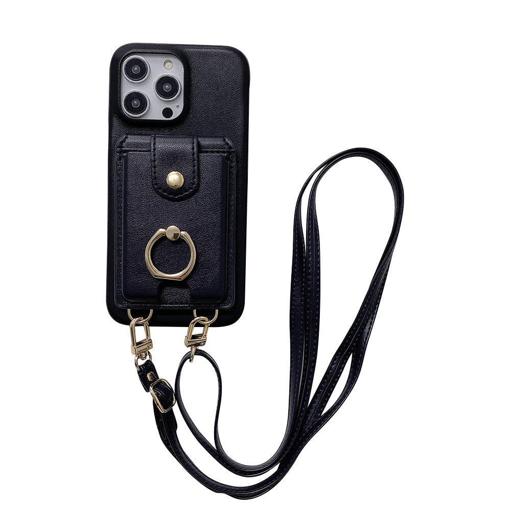 Original design lanyard crossbody leather phone case for iphone