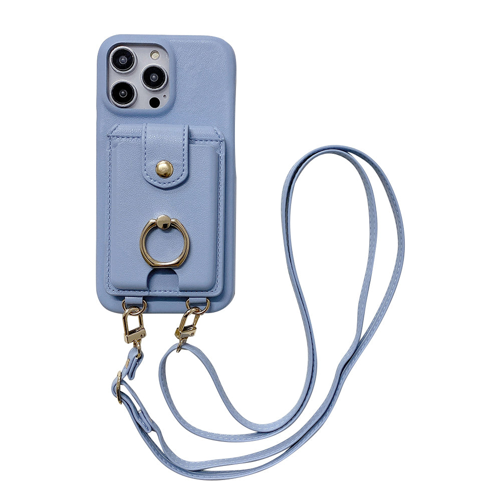 Original design lanyard crossbody leather phone case for iphone