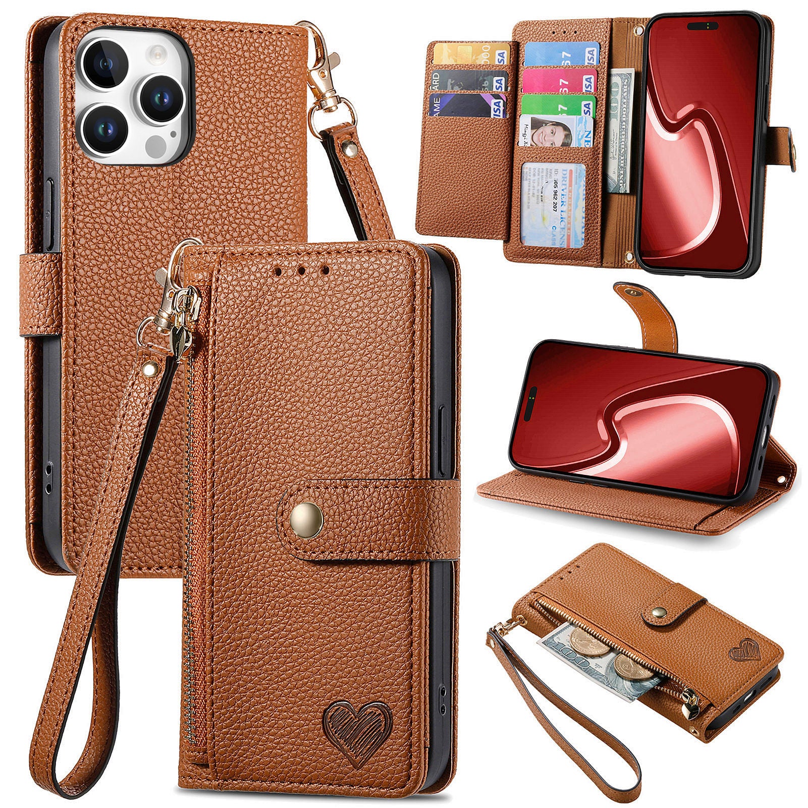 Original design heart crossbody wallet ankaw phone case