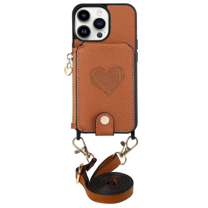 Ankaw heart zip crossbody leather phone case wallet