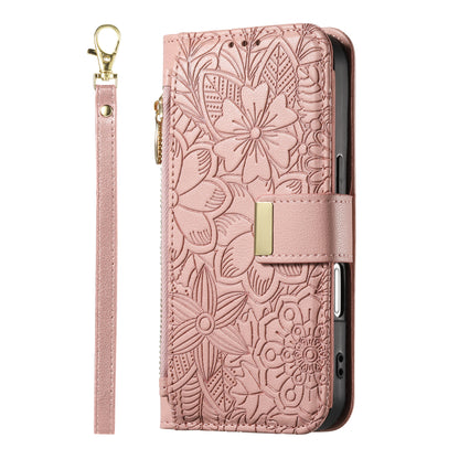 ANKAW Fashionable and Elegant Floral Pattern Zipper Wrist Phone Case