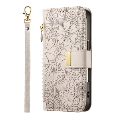 ANKAW Fashionable and Elegant Floral Pattern Zipper Wrist Phone Case