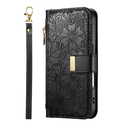 ANKAW Fashionable and Elegant Floral Pattern Zipper Wrist Phone Case