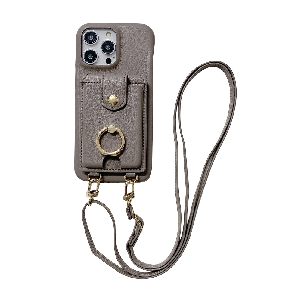 Original design lanyard crossbody leather phone case for iphone