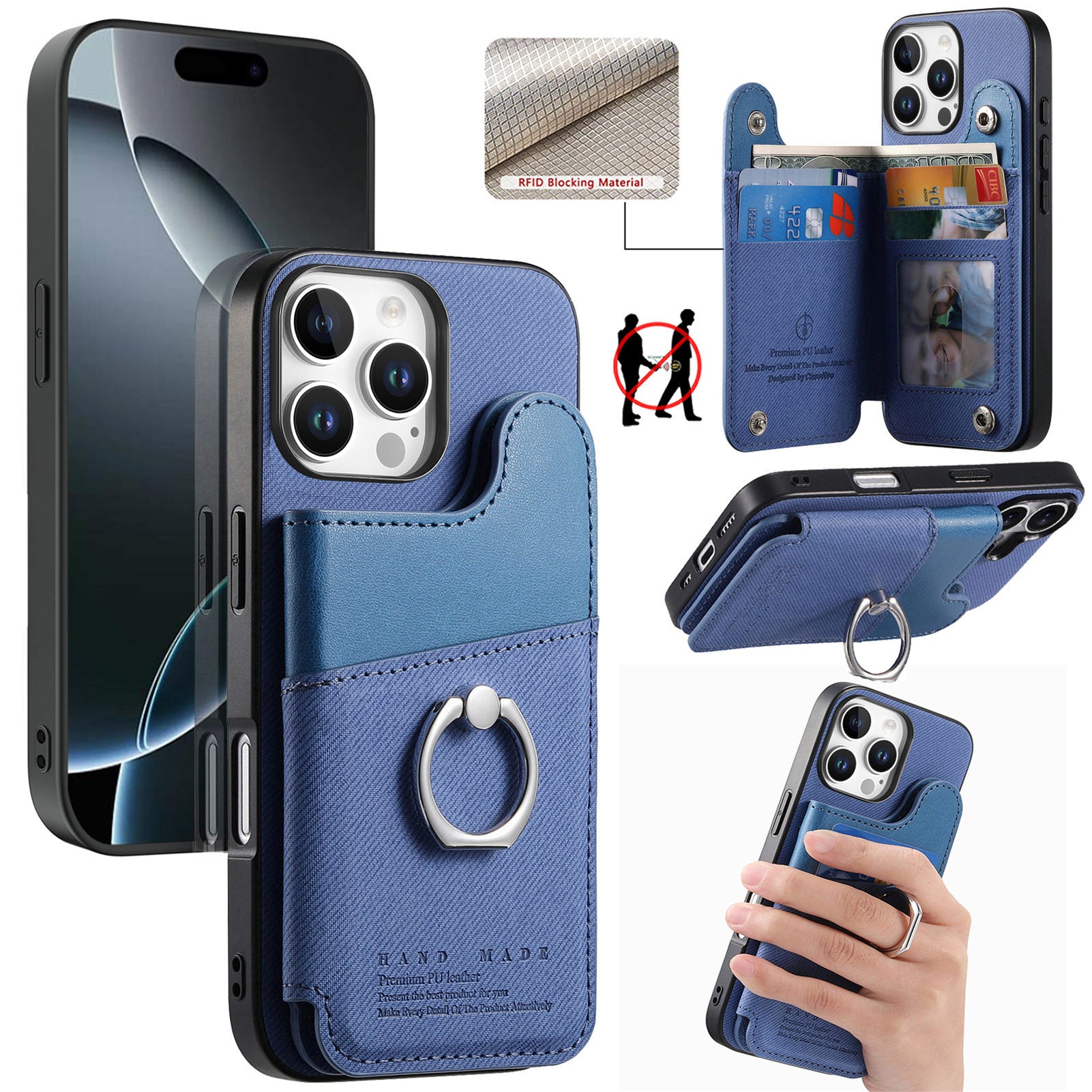 Original design multifunctional ring holder card holder wallet phone case