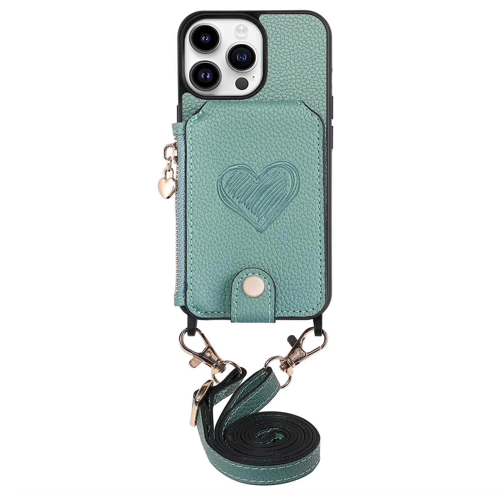 Ankaw heart zip crossbody leather phone case wallet
