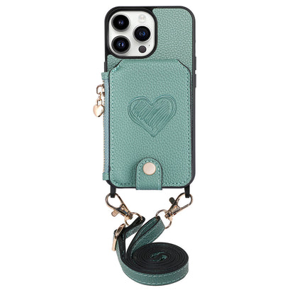 Ankaw heart zip crossbody leather phone case wallet