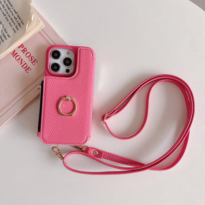 ANKAW Candy Exquisite Calfskin Crossbody Phone Case Wallet