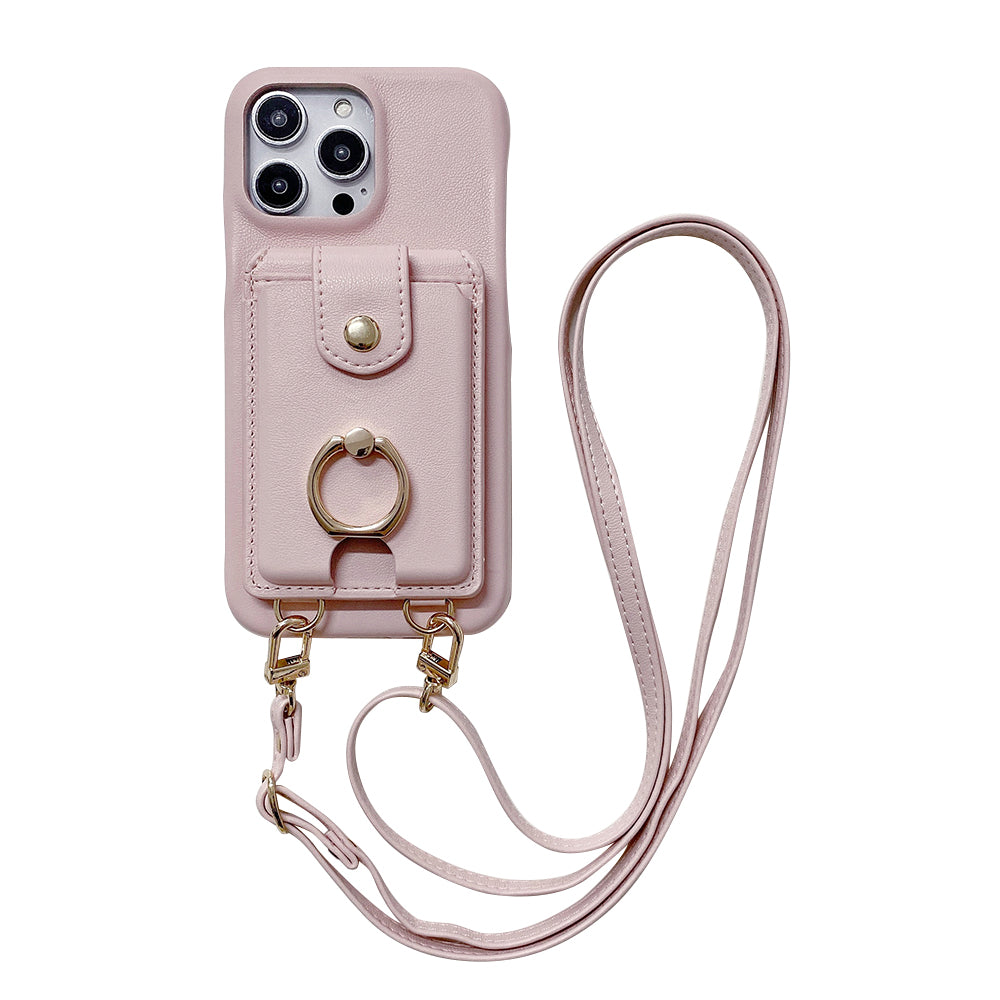 Original design lanyard crossbody leather phone case for iphone